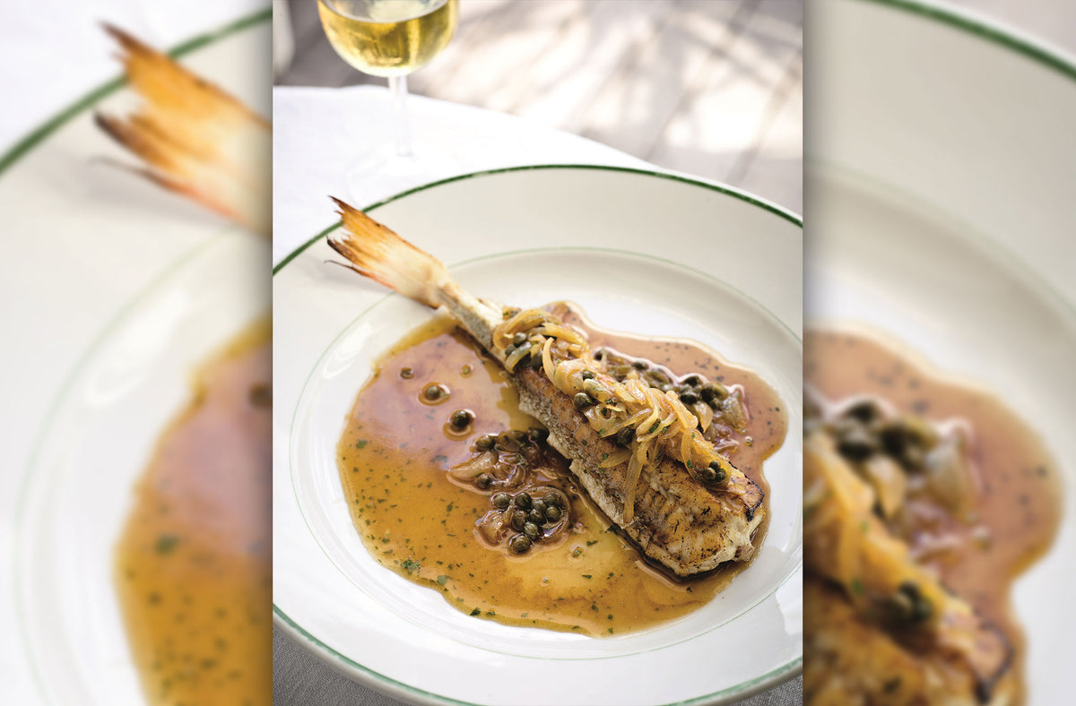 Gurnard with onions and capers in agrodolce Rockfish