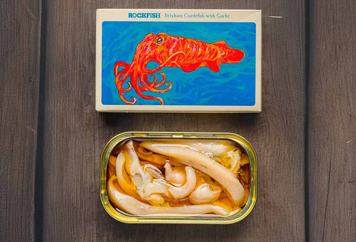 Rockfish tinned British Cuttlefish in garlic - mobile