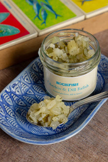 rockfish gherkin and dill relish the perfect tinned fish accompaniment