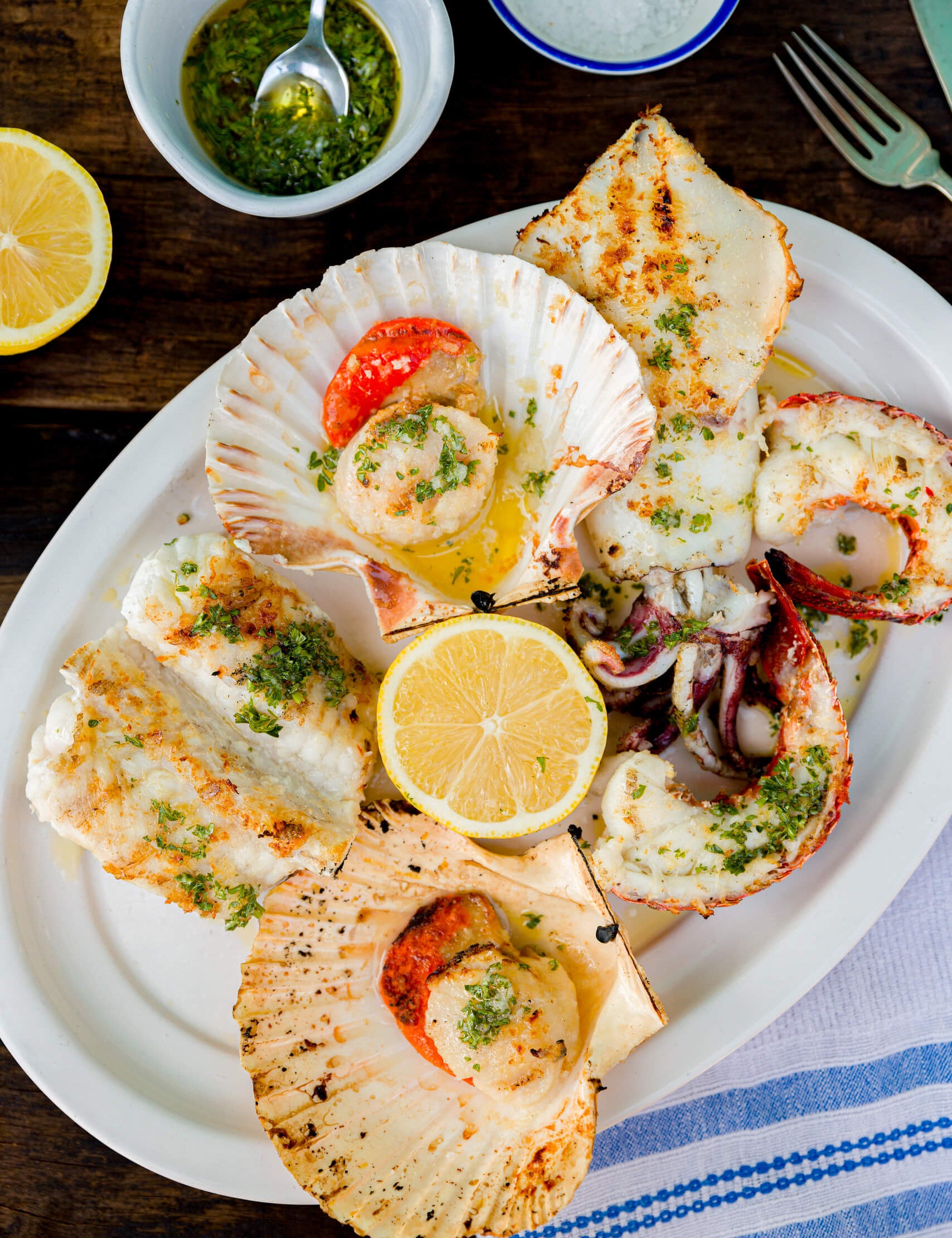 Mixed grill of seafood from the BBQ