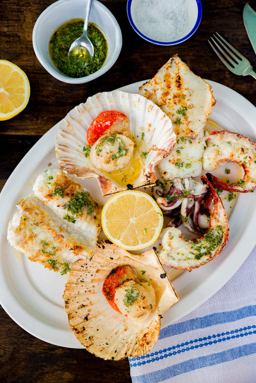 Mixed grill of seafood from the BBQ