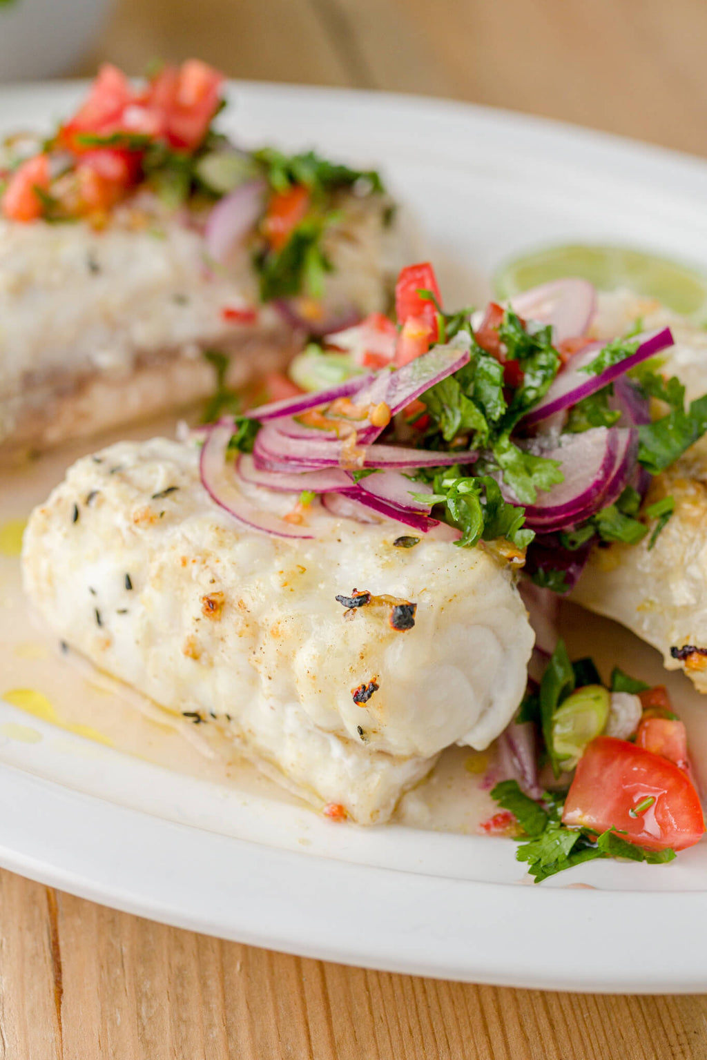 Whole Monkfish Tail with Chilli, Tomato and Lime Salsa recipe