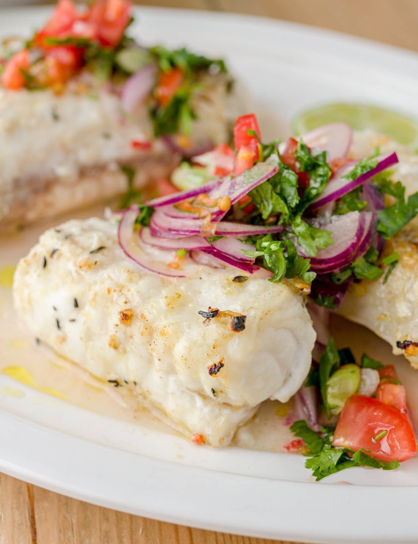Whole Monkfish Tail with Chilli, Tomato and Lime Salsa recipe
