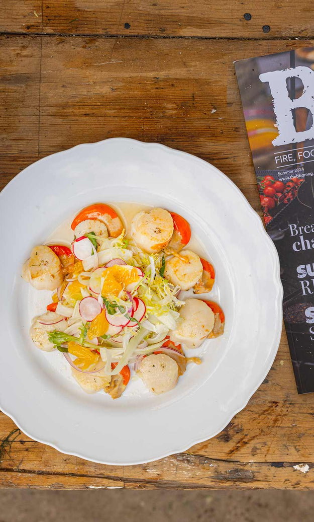 Hand dived Scallops with fennel and orange salad by Rockfish