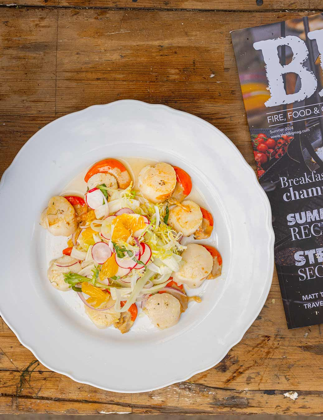 Hand dived Scallops with fennel and orange salad by Rockfish