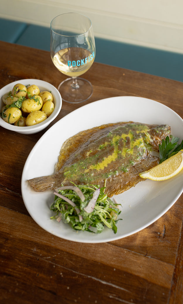 Rockfish Seasonal Set Menu including Lemon Sole and new potatoes