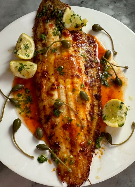 Grilled Dover Sole with Nduja and Spanish Caperberries