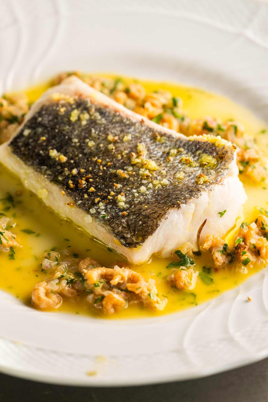 Fillet of Hake with potted shrimp butter