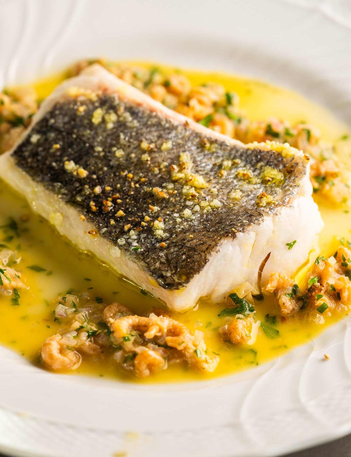 Fillet of Hake with potted shrimp butter