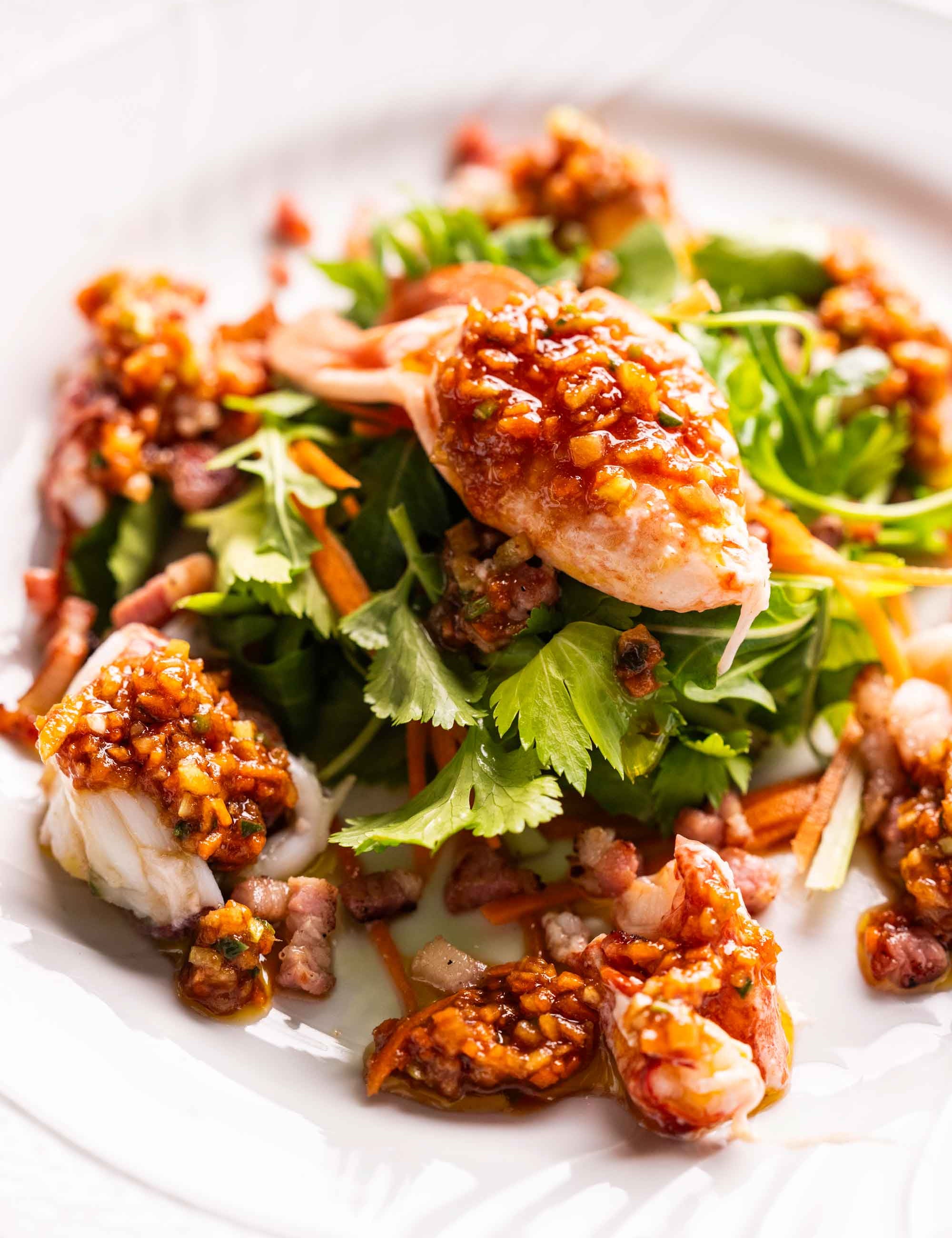 Lobster salad with crispy bacon & ginger dressing