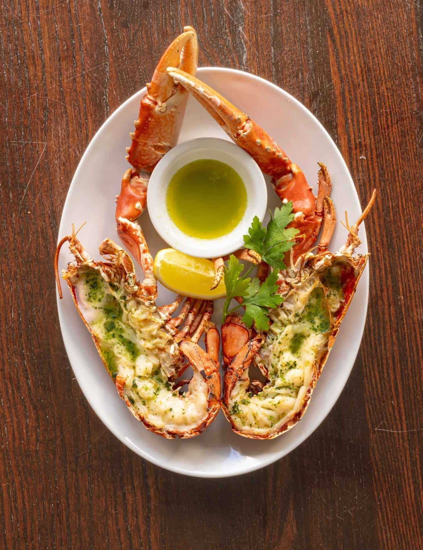 Cooked lobster on a plate at Rockfish