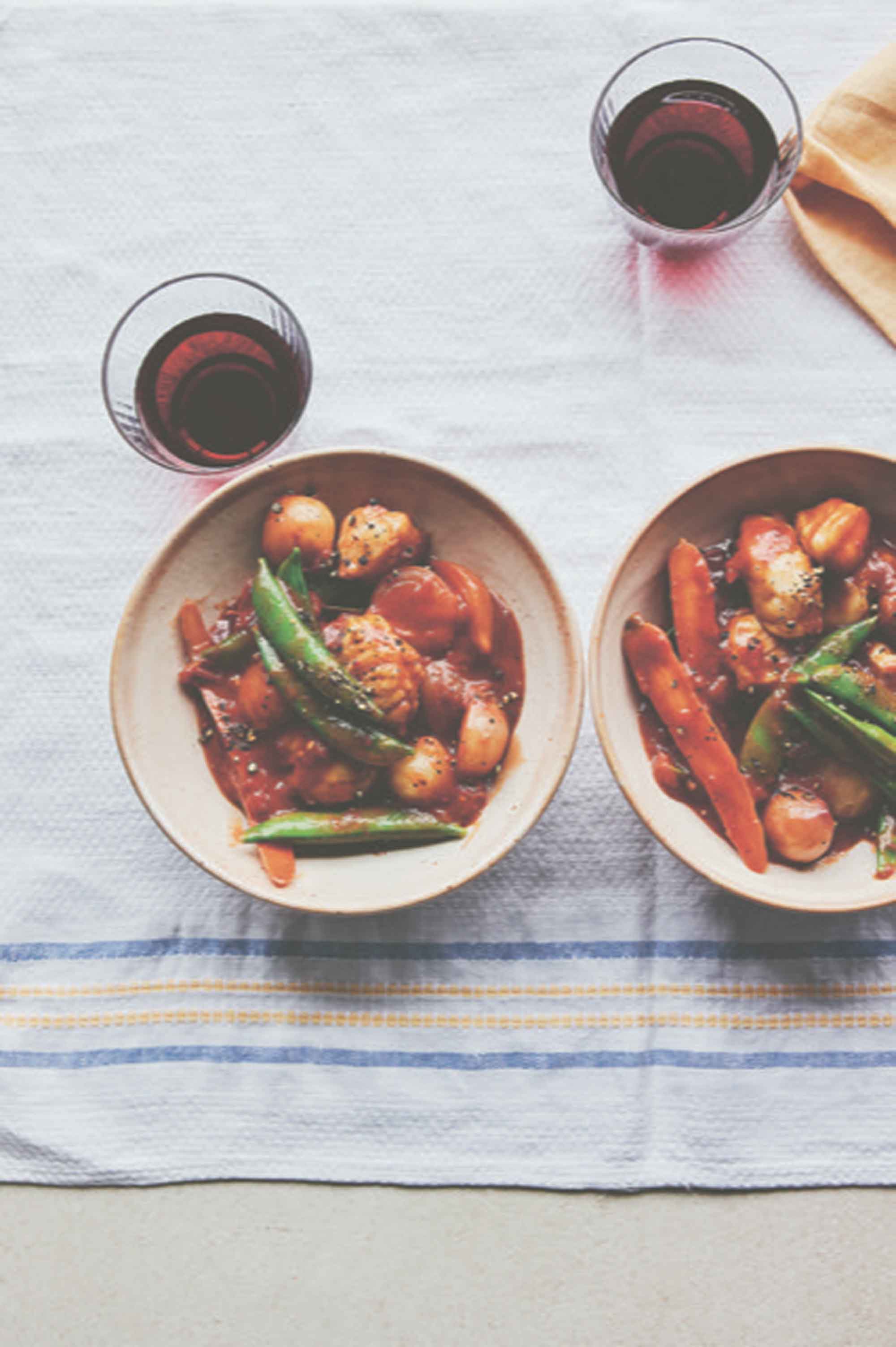 Monkfish bourguignon