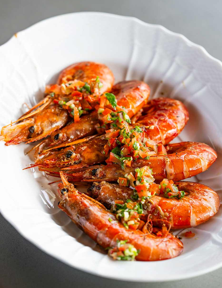 Grilled Wild Atlantic Prawns with chilli Salsa