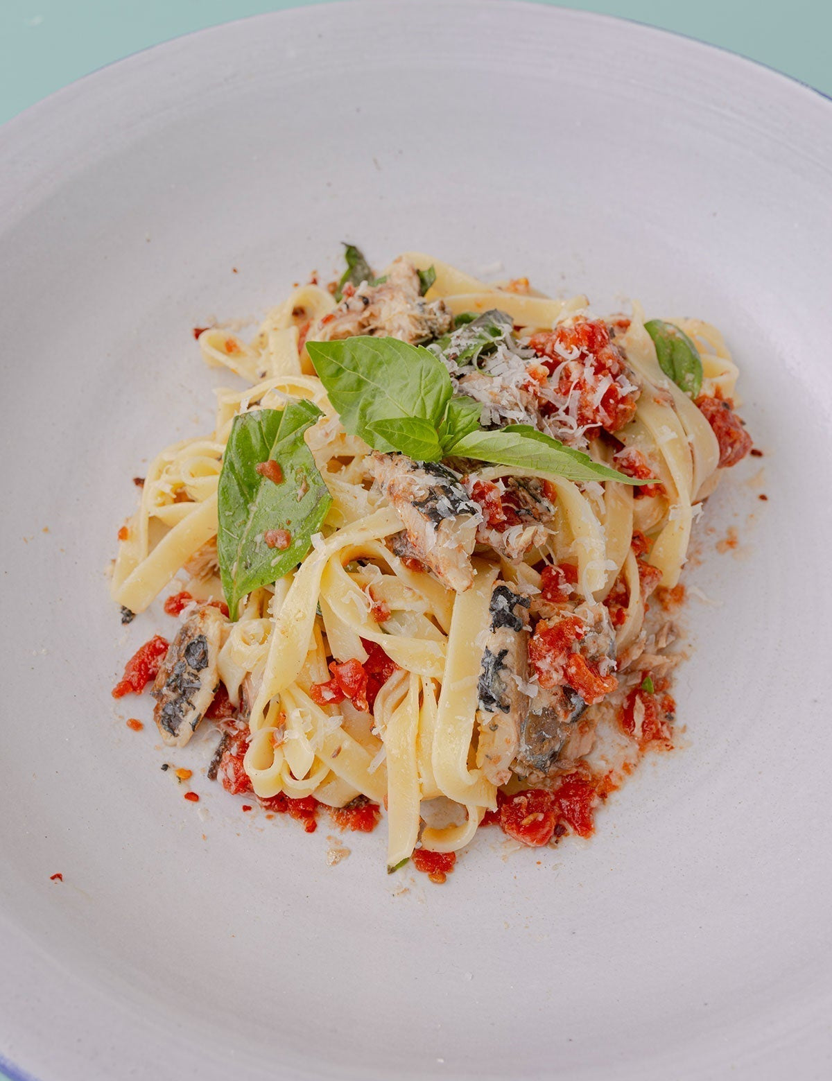 Simple Seafood Suppers - Tinned Sardines with tomato & tagliatelle