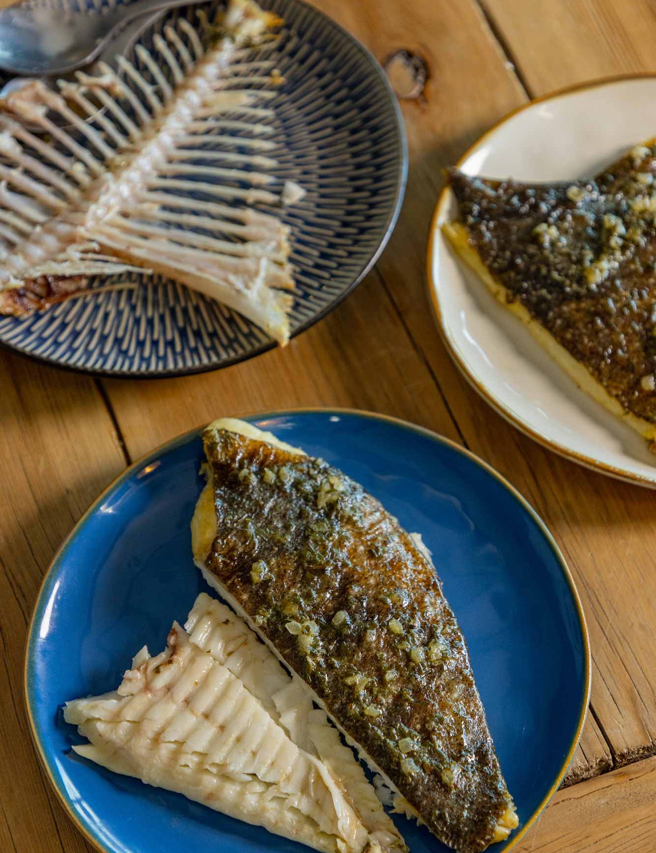 Rockfish turbot sharer filleted onto 2 plates