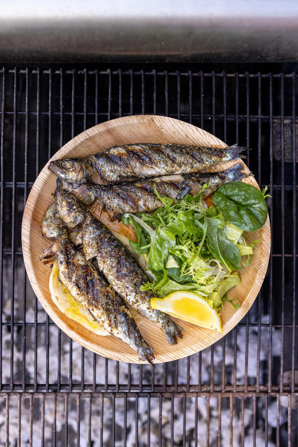A plate of chargrilled sardines from the Sardine Festival