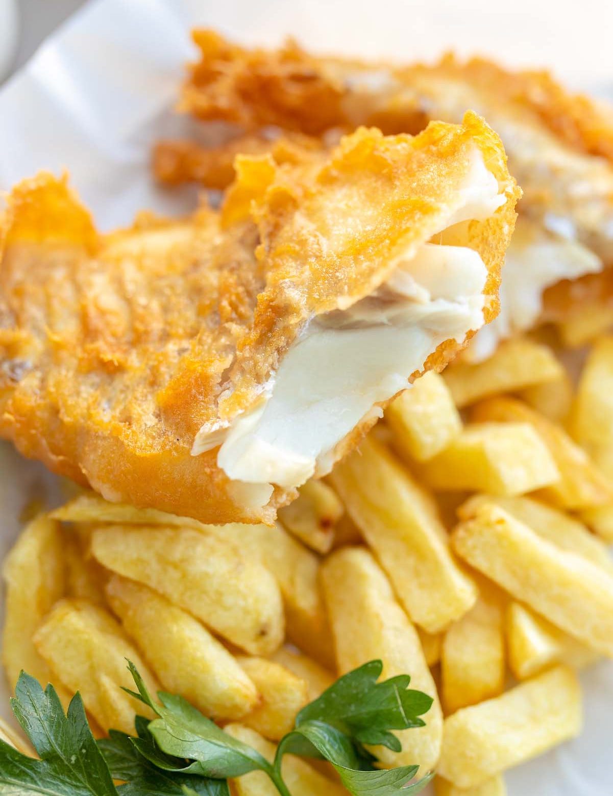 A fried piece of Haddock