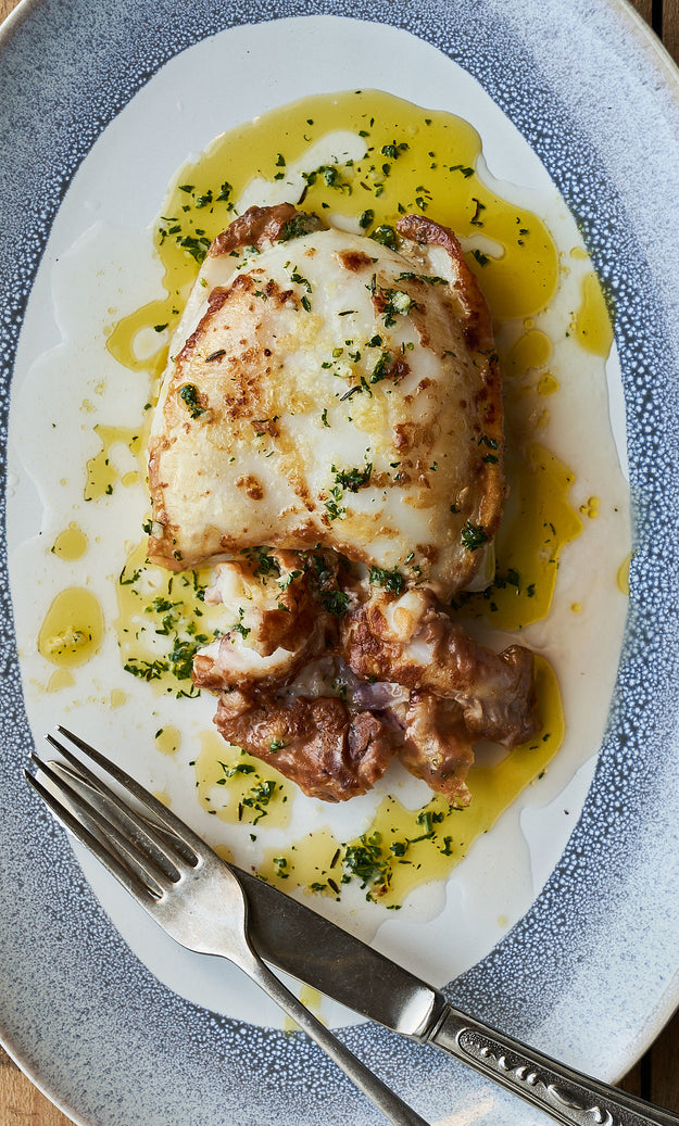 Cuttlefish ‘al mattone’ with garlic, lemon & parsley recipe