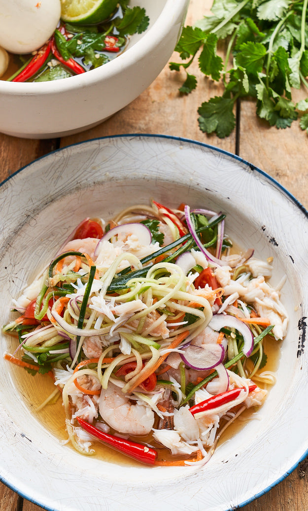 Prawn & crab som tam salad recipe