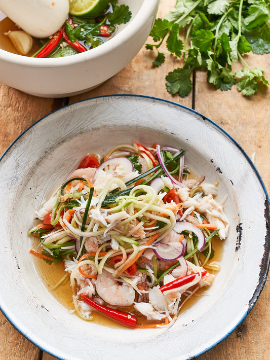 Prawn & crab som tam salad recipe