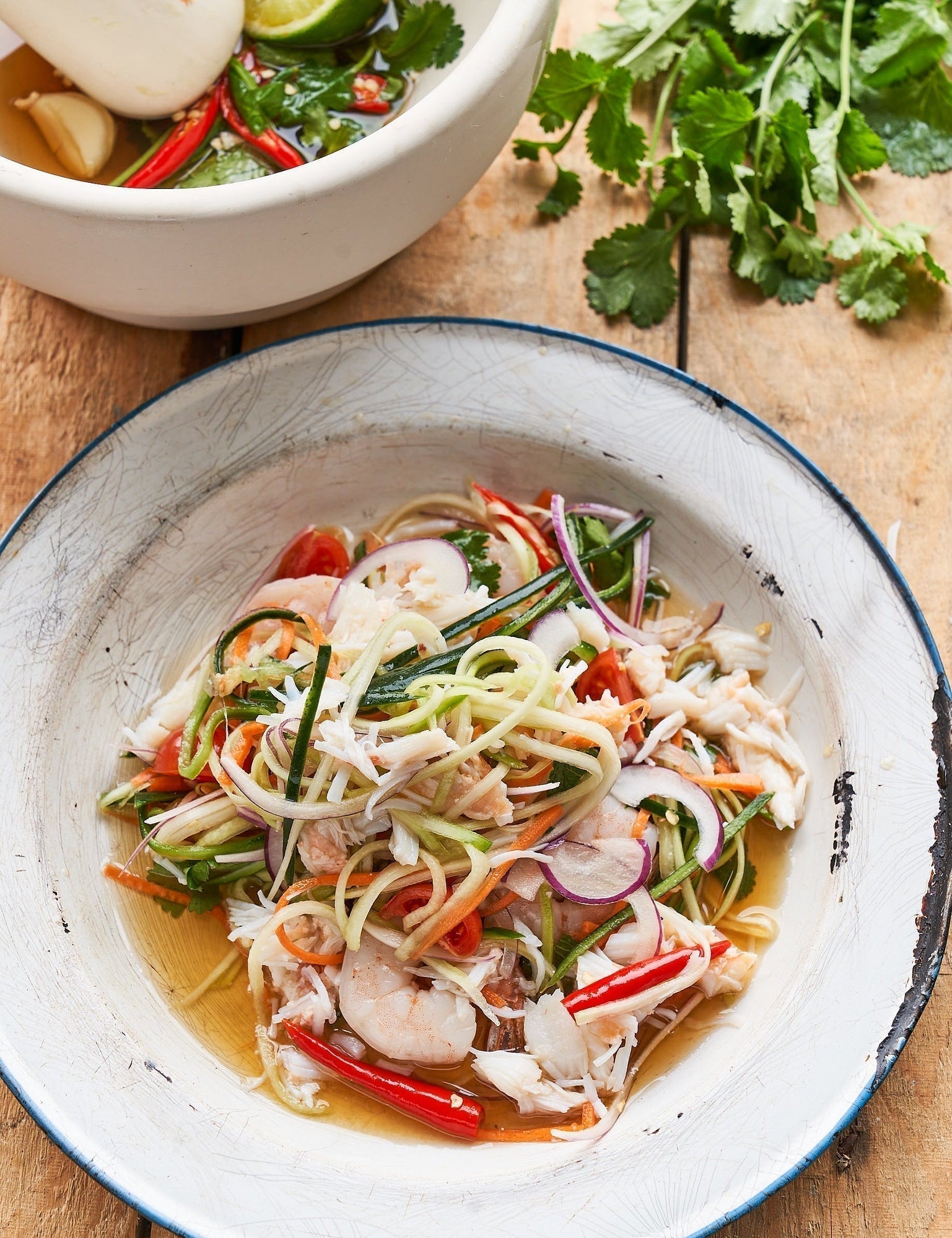 Prawn & crab som tam salad recipe