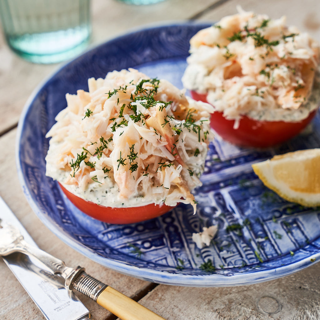 Fresh crab with tzatziki & tomato recipe