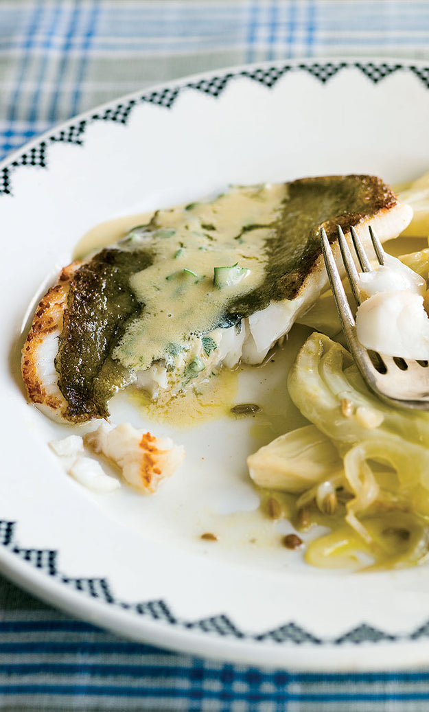 Grilled John Dory with braised fennel and anchovy vinaigrette