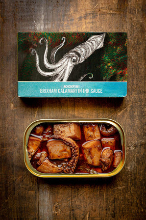 Rockfish Brixham Calamari in Ink Sauce - Premium Tinned Seafood
