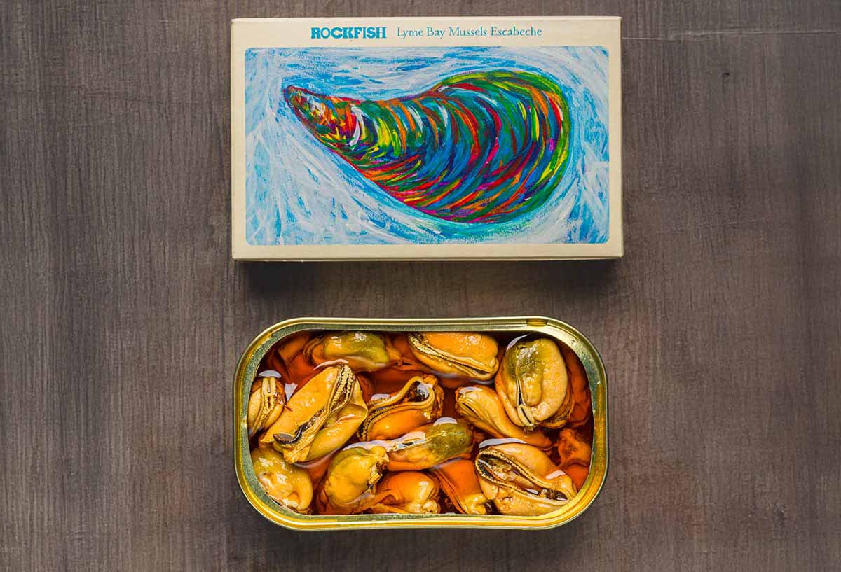 Rockfish tinned British mussels escabeche - mobile