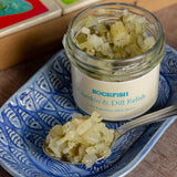 rockfish gherkin and dill relish the perfect tinned fish accompaniment 