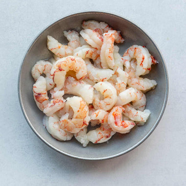 Shell off Atlantic prawns in a bowl