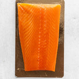 Rockfish Glenarm Salmon double smoked 500g on gold board