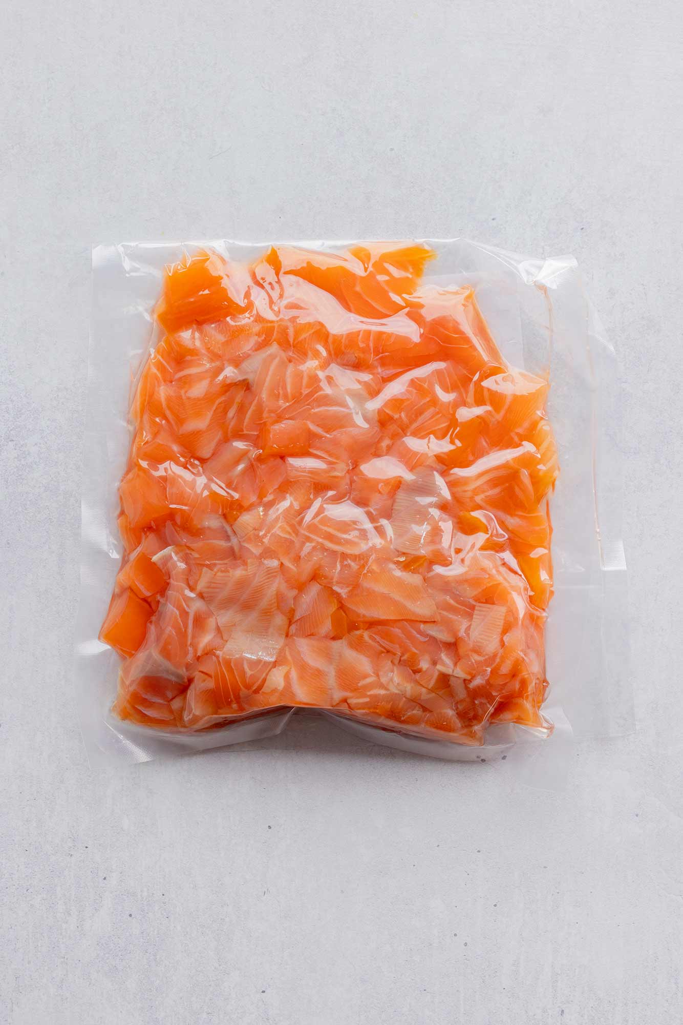 Rockfish Glenarm double smoked Salmon trim in its packaging
