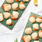 2 dozen diver caught scallops on marble