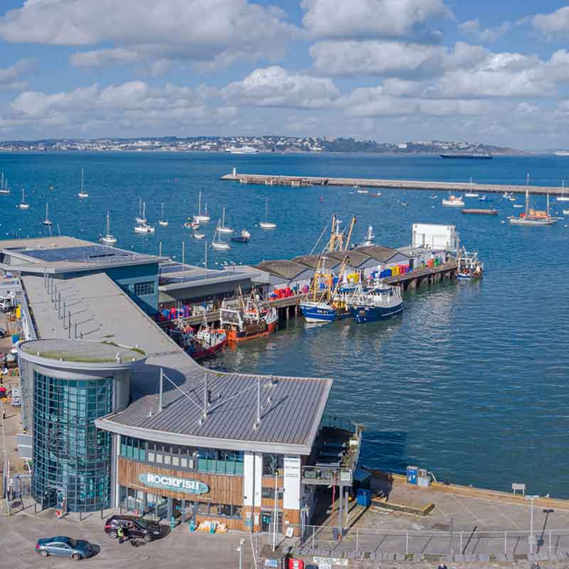 Aerial shot of Rockfish Brixham 