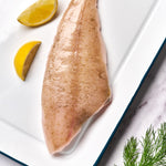 A portion of Lemon Sole from Rockfish Online Seafood Market on a baking tray