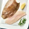 A portion of Lemon Sole fillet from Rockfish Online Seafood Market on a baking tray