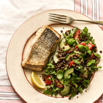 A fillet of Coley with a healthy salad on the side