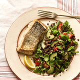 A fillet of Coley with a healthy salad on the side