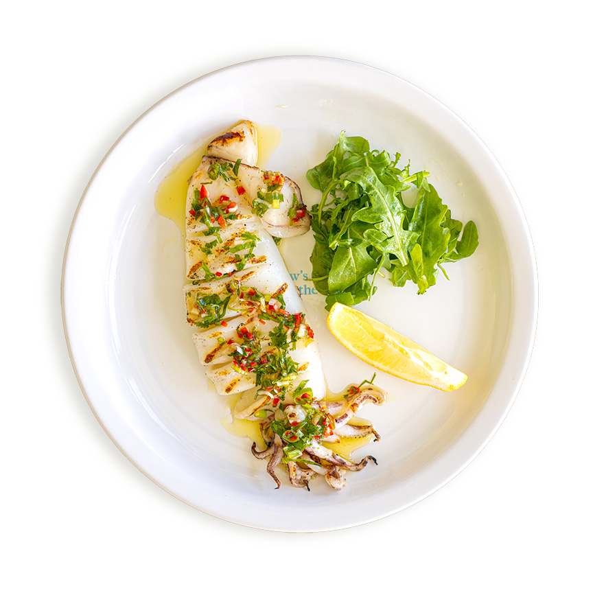 Chargrilled squid lightly drizzled in oil, chilli and parsley. Served in Rockfish restaurants