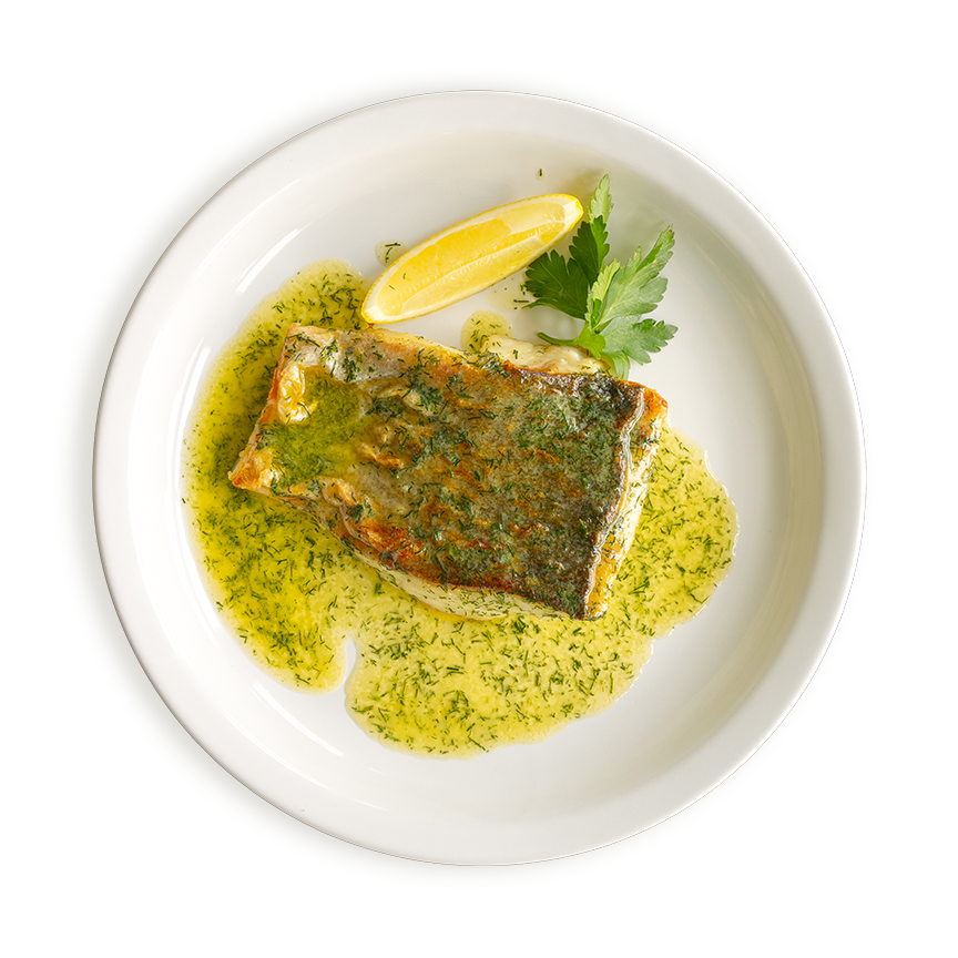 Coley with dill butter served in Rockfish restaurants 