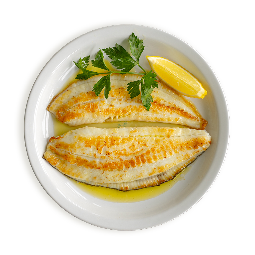 Plate of Brill fillets cooked with butter, served in all Rockfish restaurants