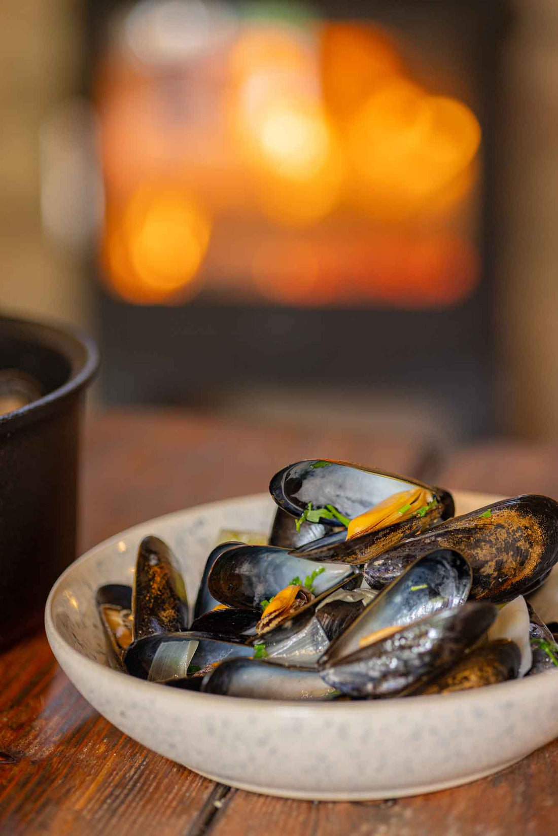 Lyme Bay Mussels with Cider, Leek & Bacon