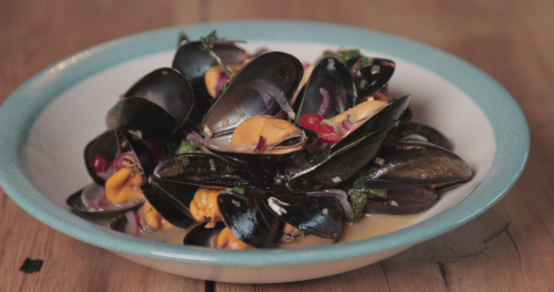 Sweet and sour mussels being cooked by Rockfish