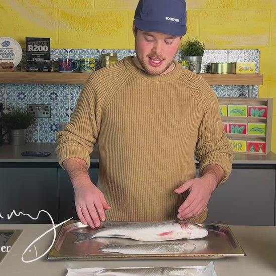 Rockfish fishmonger Tommy talks about how our Sea bass fillet is prepared