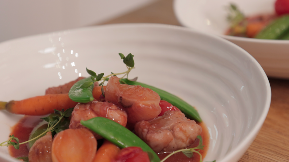 Monkfish Bourguignon video recipe by Emily Scott