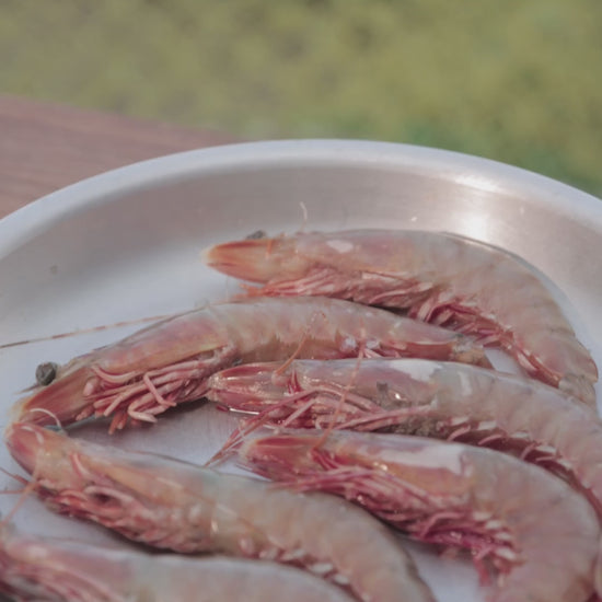 Skull island prawns being cooked on the BBQ