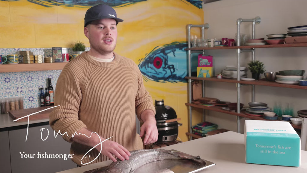 Tommy talking about how we prepare Hake at The Online seafood Market