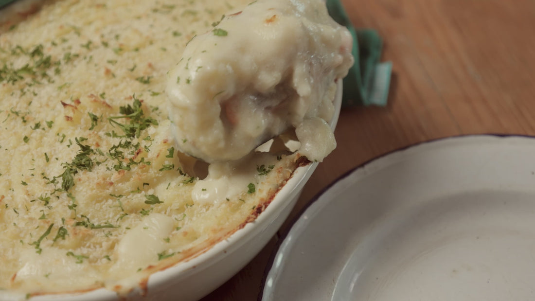 Fish Pie being made using Rockfish fish