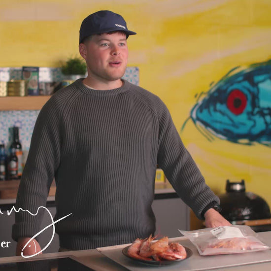 Tommy our fishmonger talks about our wild shell on Atlantic prawns